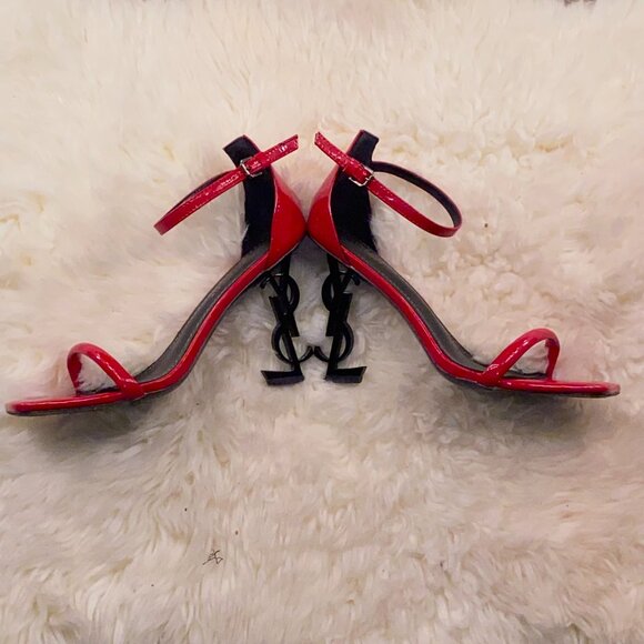 Saint Laurent Opyum YSL High Heel Sandals Red US7.5 E38+ - Picture 5 of 14